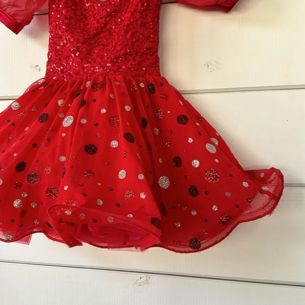 Weissman Showtime A Bluebird On Your Windowsill Dance Costume SC Red Polka Dot